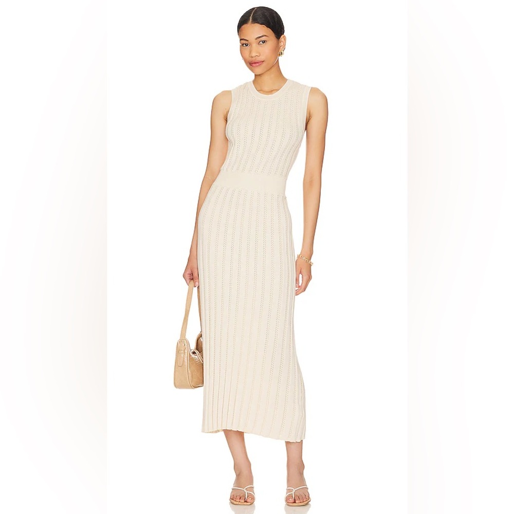Varley Cream Midi knit Dress